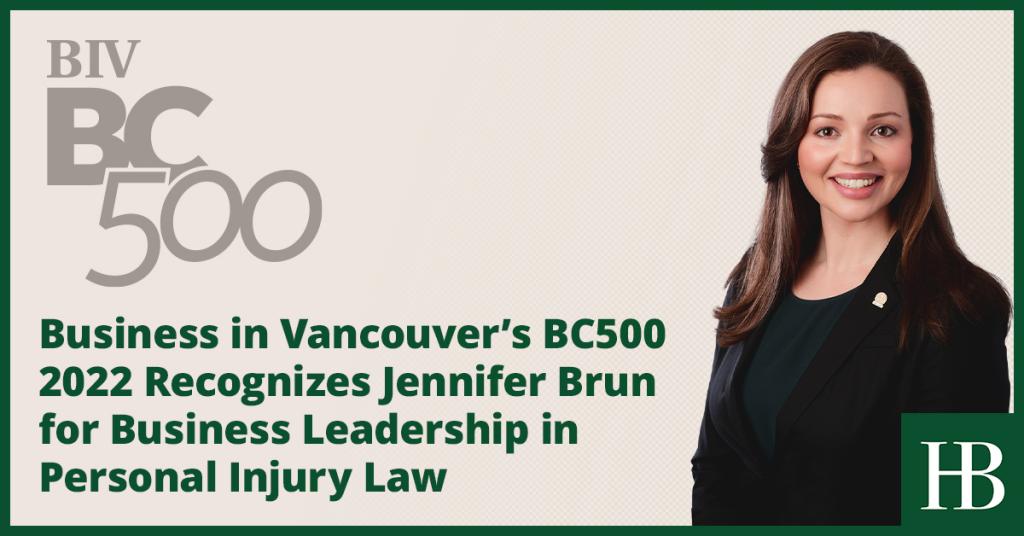 Jennifer Brun, K.C. recognized in BIVBC500